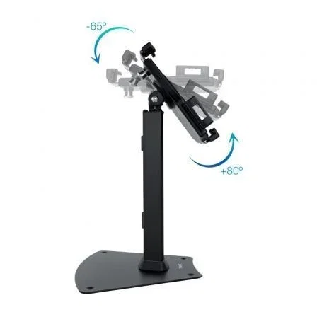 TooQ Soporte de Mesa Antirrobo para Tablet TQTDS0811 Negro, Ajustable (7.9"-10.5"), con Candado, Base Fija, Inclinación y Rotación Completa